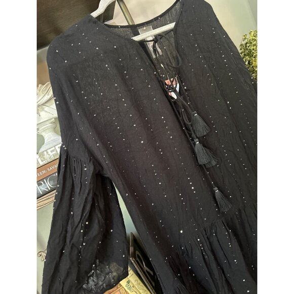 PQ Swim Angelica Sequined Tunic Cover Up Midnight Black Womens Size XS/S - Picture 7 of 10